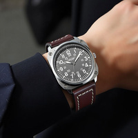 Herren Wasserdichte Quarz-Armbanduhr Legierung 40mm Retro PU-Leder Business Casual Anpassbares Logo Wasserbeständig 3BAR Kristall Analog