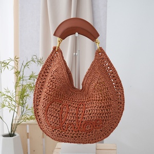 Borsa a Spalla Grande Capacità in Paglia Intrecciata Vintage Colorata in Poliestere, Nuova Collezione Estiva 2026, da <span class=keywords><strong>Spiaggia</strong></span>, con Apertura Superiore, Vendita all'Ingrosso - Product Image 2