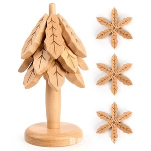 Salvamanteles de madera maciza con forma de árbol, aislante del calor, para ollas, posavasos, adorno de madera, para cuencos, estilo minimalista moderno. - Product Image 1
