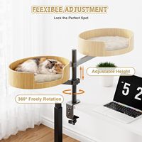 Lit de bureau pour chat, lit pour chat d'intérieur avec hauteur réglable et rotation à 360° °   Lits pour chats sur table, rotatifs et surélevés