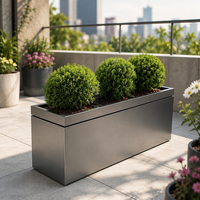Jardinière carrée contemporaine minimaliste, écologique, durable, en acier thermolaqué, personnalisable, pour extérieur, jardin, pot de fleurs, villa