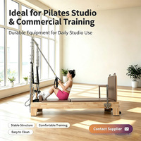 Appareil Pilates Reformer Demi-Tourne 2-en-1 avec Cadre en Bois de Chêne Certifié CE pour Fournisseur d'Équipements de Studio de Pilates et de Yoga