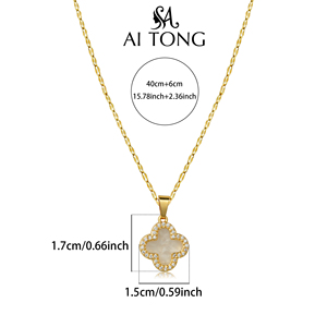 <span class=keywords><strong>ส</strong></span>ร้อยคอจี้แฟชั่นทำจาก<span class=keywords><strong>ส</strong></span>เตนเลส<span class=keywords><strong>ส</strong></span>ตีลชุบทอง14K ลายดอกโคลเวอร์<span class=keywords><strong>ส</strong></span>ี่แฉกทัน<span class=keywords><strong>ส</strong></span>มัยสำหรับเป็นของขวัญวันครบรอบงานเลี้ยงอาหารค่ำ - Product Image 6