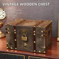 Boîte de rangement en bois vintage avec serrure de coffre au trésor rétro de style antique avec organisateur de bijoux de conception art déco
