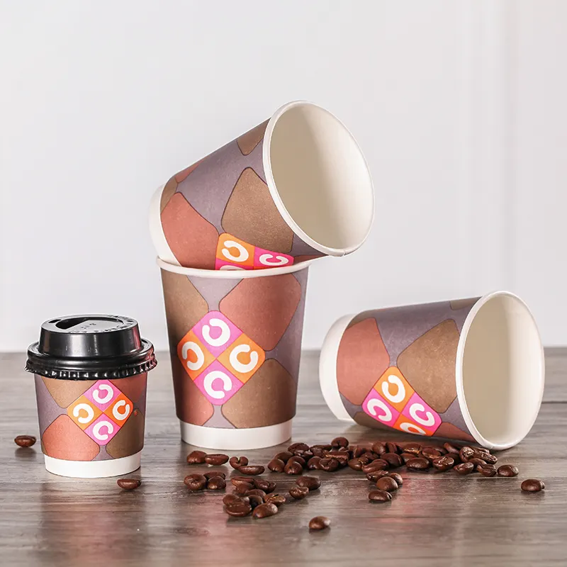12oz Custom Printed PE Coated Double Wall Paper Cup Wholesale Disposable Paper Coffee Cup