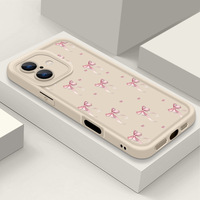 Coque de téléphone portable antichoc en TPU avec motif cœur rose et nœud papillon, style lentille d'appareil photo, pour iPhone 12 13 14 15 16 17 18 Pro Max