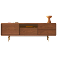 Meuble TV couleur noyer avec pieds de support Table basse en bois massif moderne combinaison sol plafond salon ménage