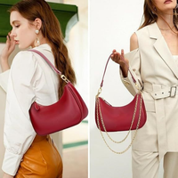 Harga Pabrik Grosir Minimalis Dompet Lipat dengan Tali Konvertibel Struktur Kaku Bentuk Bulan Sabit Wanita Clutch Resleting Tahan Air