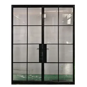 Pintu kaca Swing Casement Aluminium Perancis, pintu kaca Internal, kaca logam Interior, pintu Prancis