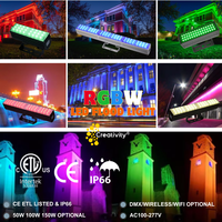 Projecteur LED RGBW sans fil DMX de haute qualité homologué ETL AC100-277V 50W Projecteurs LED extérieurs IP67 Éclairage architectural de façade