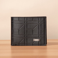 Nouveau Portefeuille Homme Tendance en Cuir PU avec Motif Pierre Rayé, Porte-Cartes Court, Porte-Monnaie et Chaînes Décoratives Populaires