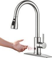 Robinet de cuisine moderne en acier inoxydable HLK Factory avec capteur, valve en céramique, sans contact, monocommande, gris anthracite, pour usage en cuisine