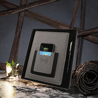 Blanko Edles Anpassbares Logo Leder-Notizbuch Powerbank Notizblock Kabelloses Ladegerät Schnallenverschluss Business-Stil Tragbar