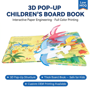 หนังสือป๊อปอัพ 3 มิติแบบกำหนดเอง ปกสีเทา พิมพ์ออฟเซ็ตสี CMYK เต็มรูปแบบ หนังสือนิทานเด็กแบบอินเทอร์แอคทีฟ ธีมไดโนเสาร์และป่า  ขั้นต่ำในการสั่งซื้อน้อย - Product Image 2