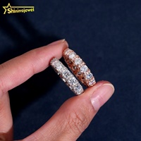 Bague d'éternité en gros diamant à réglage latéral Bijoux Hip Hop Bague entièrement en argent 925 Bague ronde en diamant Moissanite pour hommes