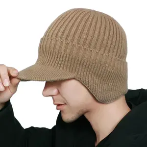 Gorro de bombardero suave y cálido elástico de invierno, gorros de protección para los oídos, gorro de punto holgado para ciclismo al aire libre - Product Image 4