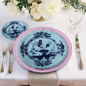 Piatti Ginori con Bordo Blu di Lusso, Piatti in Stile Vintage con Bordo Dorato, Porcellana Bone China per Decorazioni Matrimoniali, Piatto in Ceramica - Product Image 6