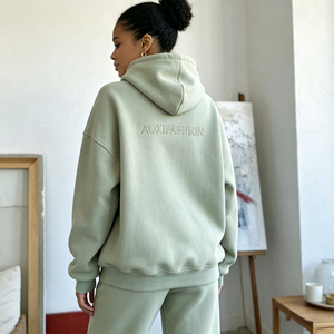 Felpa con Cappuccio 100% Cotone per <span class=keywords><strong>Donna</strong></span>, Stile Hip Hop con Stampa in Rilievo, Logo Personalizzato, Ricamo 3D, Design con Applicazioni, Comoda Felpa Varsity - Product Image 3