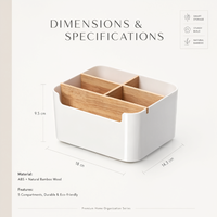 Organisateur de bureau à 5 compartiments en bambou et ABS, rangement en bois, vente en gros, export, approvisionnement au détail