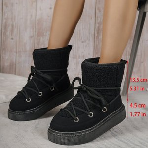 <span class=keywords><strong>Botas</strong></span> de Nieve para Mujer, con Suela Gruesa, para Otoño e Invierno, con Cordones Cruzados, Talla Grande, Cálidas - Product Image 4