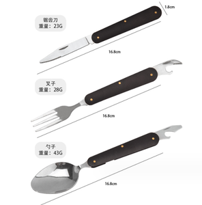 Cuillère pliante en acier inoxydable pour camping en plein air, outil de coutellerie pliable, couteau, fourchette, cuillère, ensemble de voyage pour camping, couverts - Product Image 3