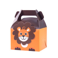 Caja de Regalo Infantil con Temática Animal, Orientada a PPWR, Reciclable, de Cartón Color Marfil, con Asa Personalizada, para Dulces, Comida y Recuerdos de Fiesta