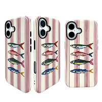 Vente en gros d'usine, nouvelle arrivée, coque de téléphone hybride à rayures de style coréen avec imprimé poisson pour Samsung S24 Ultra S24 Plus S24 S22 A53