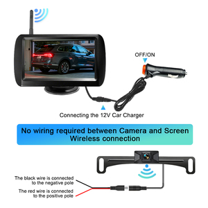 720P 4.3 Inch Digital Wireless Backup Monitor Kit <b>Car</b> <b>Reverse</b> IP67 Waterproof Rear View License Plate <b>Camera</b> YB-Wireless-43SLP 4 - Product Image 6