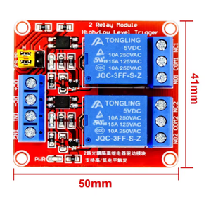 2-channel 5V Relay Module Optocoupler Isolation High and Low <b>Level</b> Triggers Microcontroller Red Board - Product Image 3