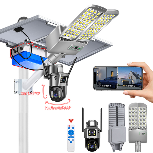 Farm Garden Courtyard Solar Street Light With Security Camera 4G Wifi Outdoor Wireless All in One Solar Lamp CCTV Camera