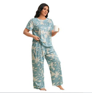 Nueva camiseta informal con estampado de grasa para <span class=keywords><strong>mujer</strong></span> de otoño e <span class=keywords><strong>invierno</strong></span>, Top y pantalones, ropa para el hogar, Conjunto de <span class=keywords><strong>pijama</strong></span> de talla grande para <span class=keywords><strong>mujer</strong></span> - Product Image 4