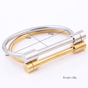 Pulsera de moda con diseño de herradura de 57 mm y 4 mm, de acero inoxidable, en forma de D, geométrica, unisex, ideal para regalo. - Product Image 5