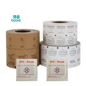 Papel laminado de papel de aluminio 73gsm/PE/AL/EAA para almohadilla de preparación de hisopo con alcohol Qingzhou película de embalaje de toallita con alcohol brillante