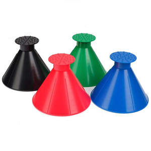 A Funnel shape Snow shovel car window glass squeegee Plastic Round Ice scraper Cone