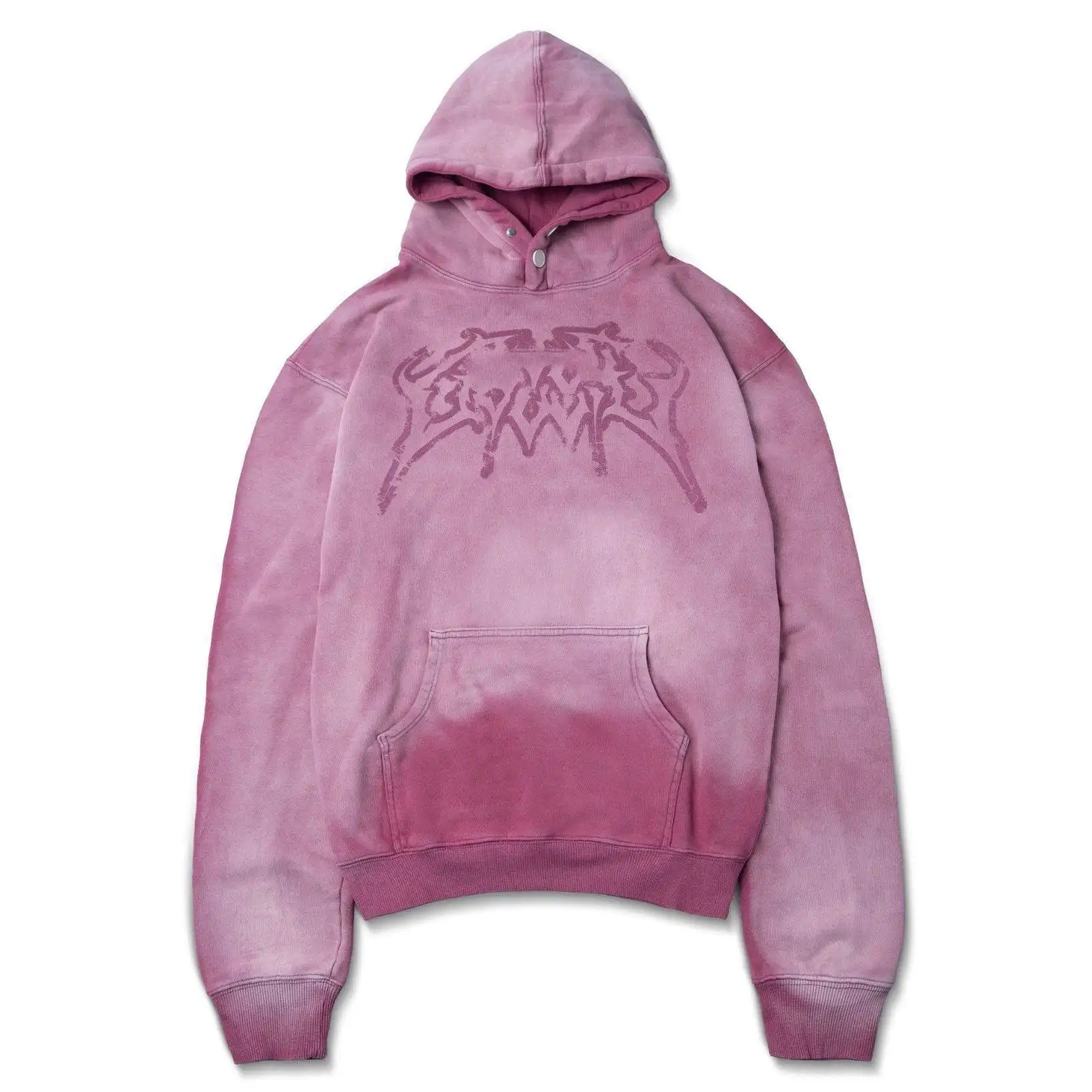 Hochwertige 100 % Baumwolle Hoodie Streetwear französisch Terry Sonne verblasst zerrissen handgezeichnet Vintage rosa Acid-Wash Vintage Hoodies