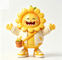 Figurine de collection personnalisée en PVC et ABS, motif tournesol de dessin animé, statue d'art fabriquée en Chine, OEM sur mesure pour la vente en gros aux marques