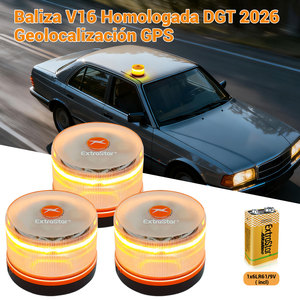Extrastar baliza V16 DGT 2026ได้รับการรับรองตำแหน่งทางภูมิศาสตร์จีพีเอสสัญญาณฉุกเฉินพร้อมแบตเตอรี่9โวลต์ IP54ไฟเตือนรถกันน้ำ - Product Image 3