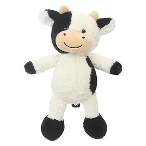 Design bianco farcito morbido Mini cuscino mascotte bestiame chiuso carino bambino divertente mucca peluche animale giocattolo