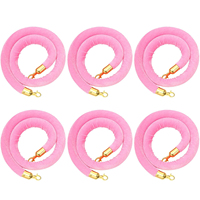 6 Pièces Barrière de contrôle des foules en acier inoxydable, avec corde fixe, 6,5 pieds, remplissable d'eau, protection IP68, finition dorée polie