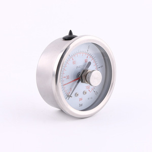 เกจวัดแรงดันแบบมีน้ำมันในตัว ขนาด 40 มม. ตัวเรือนสแตนเลส พร้อมข้อต่อทองแดง ดีไซน์กันกระแทก เข็มสีแดงเตือน - Product Image 2