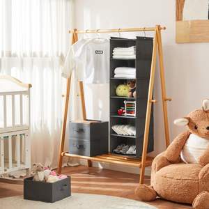 Organiseur de placard suspendu MAX Houser à 6 niveaux <span class=keywords><strong>avec</strong></span> 2 crochets robustes, pliable (gris-D3) - Product Image 1