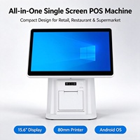 Système de point de vente (PDV) pour le commerce de détail, écran tactile unique de 15,6 pouces, Android RK3576, imprimante thermique intégrée de 80 mm, 4+64 Go