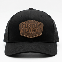 Casquette de camionneur respirante en maille à 6 panneaux avec logo en cuir personnalisé OEM de haute qualité pour la pêche et la chasse en extérieur