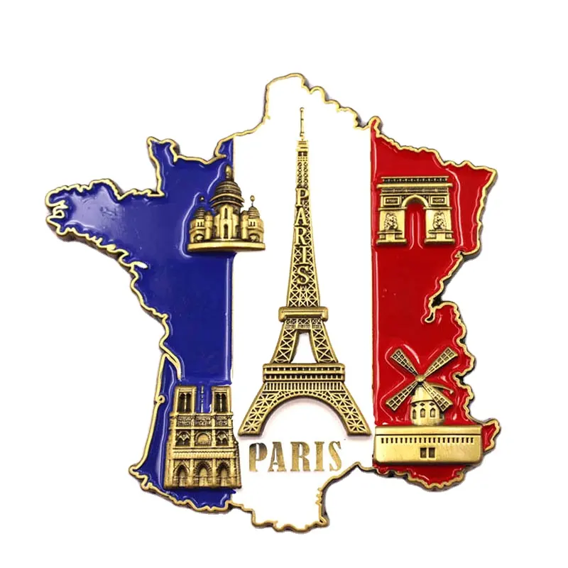 Souvenir carte France Tour Eiffel arc de triomphe aimant de réfrigérateur
