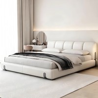 Lit plateforme moderne de luxe rembourré, cadre en bois massif, cuir de qualité supérieure, confort élégant, lit king size pour chambre principale