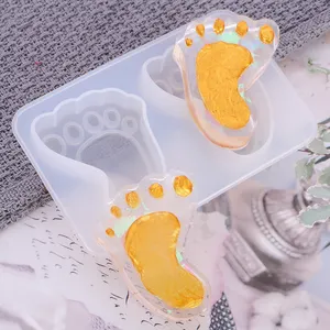 可爱的婴儿脚印模具硅胶软糖婴儿淋浴生日蛋糕装饰脚踩巧克力糖果肥皂制作