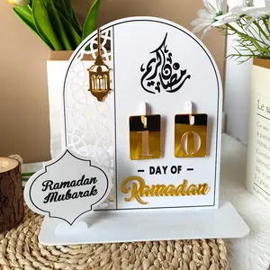 Calendrier de l'avent ramadan 30 jours DIY Acrylique Compte à rebours Calendriers Ramadan Mubarak Compte à rebours pour l'Aïd Table Ornement Cadeau Islamique