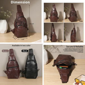 Sac bandoulière multifonctionnel Liviya modèle 140 en cuir PU, étanche, pour voyage d'affaires, avec motif gaufré - Product Image 5