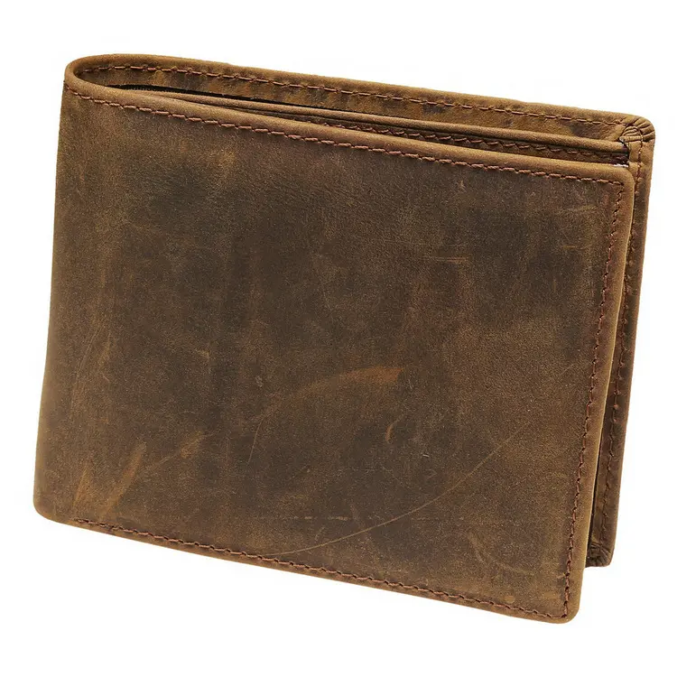 Factory hot sell coffee cowhide leather card wallet for men vintage genuine wallet for men leather vintage travel wallet