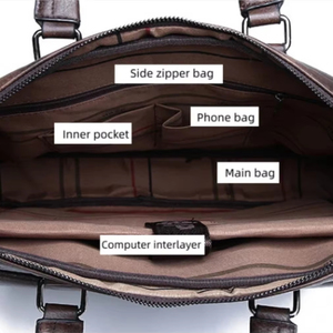 Premium brown leather laptop bag for men office <b>briefcase</b> business travel messenger bag durable stylish work carry case - Product Image 1